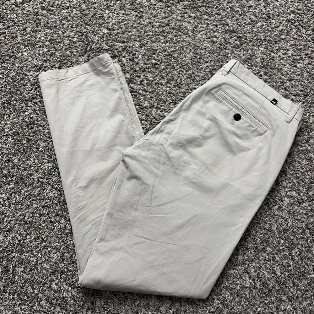 Ted Baker London Men's Khaki Chinos Flat Front Straight Leg Pants Slim 36x32
